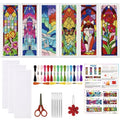ORIGACH 6 Set Fantasy Stained Glass Cross Stitch Bookmark Kit for Beginner - style: Fantasy Stained Glass