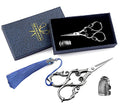 SHWAKK Embroidery Scissors 4.45in Ancient Gray Gourd Flower Sewing Scissors - color: Silver gourd flower