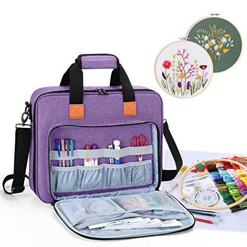 LUXJA Embroidery Project Bag, Embroidery Kits Storage Bag (Bag Only), Purple - color: Purple