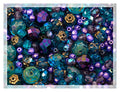 0.88oz of Blue Purple Mix of Czech Faceted Fire Polished Beads (Round, Catherdal, Rondelle) - color: Mix 04 Blue