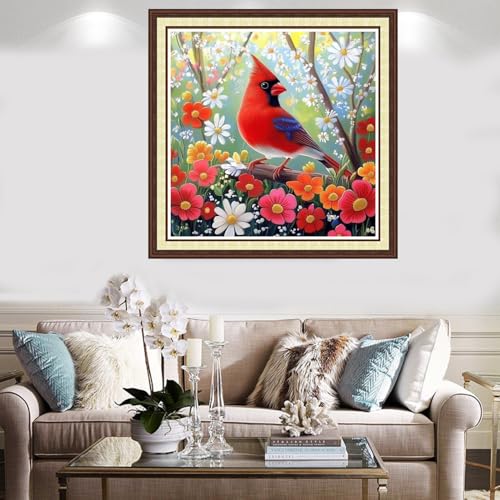 Findvoor Counted Cross Stitch Kits for Adults Full Range of Cross Stitching Embroidery Unprinted Pattern for Beginners, 11CT Needlepoint Kit Patterns Embroidery Kits-Flowers and Birds 18x18 inch - color: ColorCraft05