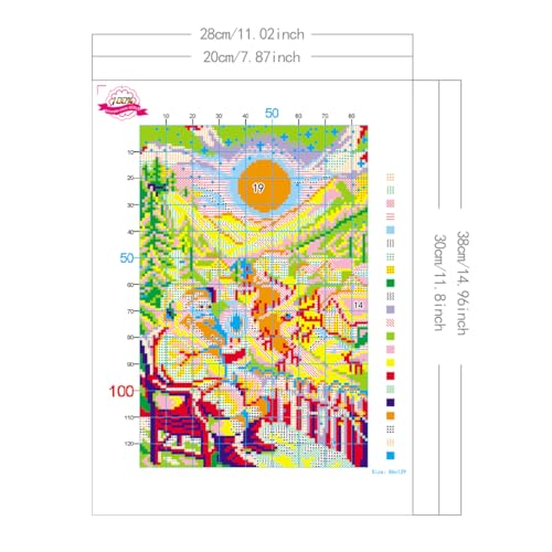 Zhenqing Christmas Santa Snowy Village Stamped Cross Stitch Kit for Beginners, 11CT Printed 28 x 38 cm Santa Claus Reindeer Moonlit Winter Landscape DIY Embroidery Set, No Hoop Needed - color: Santa’s Moonlit Snow Village