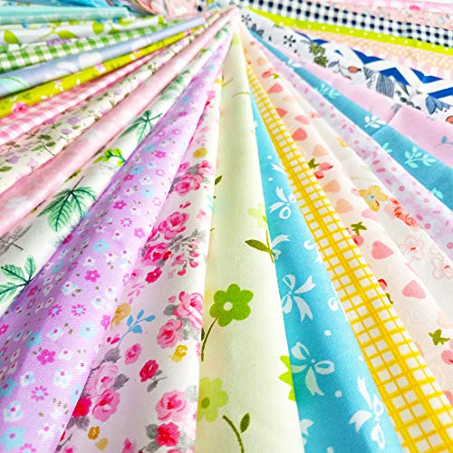 flic-flac 25pcs 12 x 12 inches (30cmx30cm) Cotton Fabric Squares Quilting Sewing Floral Precut Fabric Square Sheets for Craft Patchwork - size: 25pcs 30cm*30cm