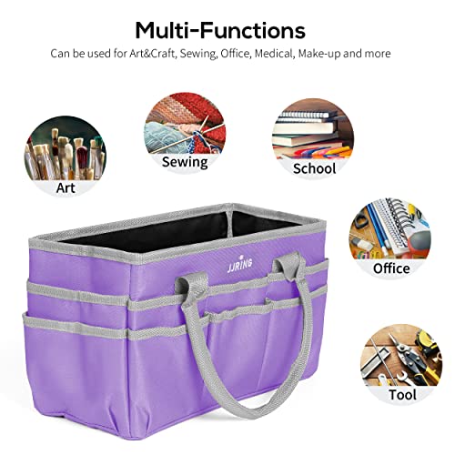 JJRING 600D Nylon Craft & Art Organizer Tote Bag With Pockets, Purple - color: Purple, size: Small