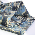Sea Wave Fabric,160 GSM Japanese Blue Cotton Fabric Gold Hot Stamping,59 Inches Wide for Sewing Clothing Bag Tablecloth Sofa Pillow DIY Craft (2 Yard pre Cut) - color: Sea Wave, size: 2 yard Pre Cut