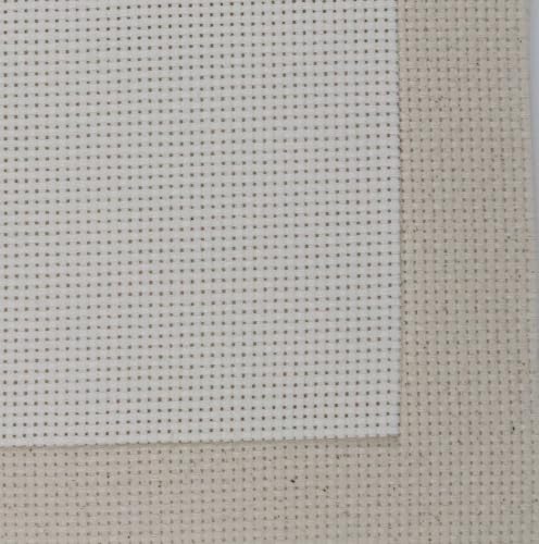 KCS 2 pc of 15" x 18"(38cmx45cm) 11 Count Cross Stitch Cotton Aida Cloth Needlework Fabric Box (Antique White+Oatmeal,11CT) - color: Antique White+oatmeal, size: 11CT