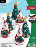 Bucilla Felt Applique 6 Piece Ornament Making Kit, Santa's Tree Treasures, Perfect for DIY Arts and Crafts, 89489E