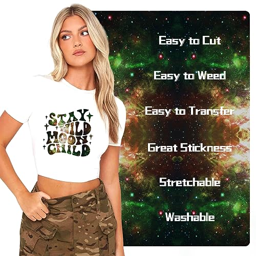HTVRONT Galaxy Heat Transfer Vinyl, 7 Pack 12x10in Starry Sky Iron on Vinyl - color: Galaxy HTV