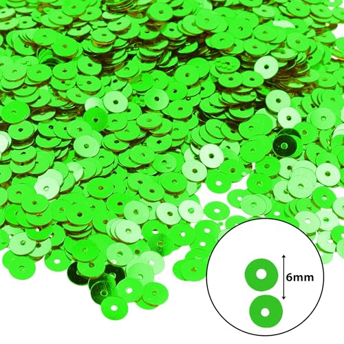 Mandala Crafts 6mm Flat Round Green Sequins for Sewing Embroidery - color: Green, size: 6mm Flat Sequins