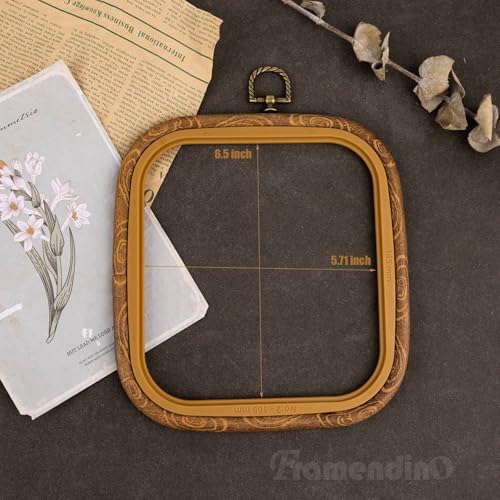 Framendino, 3 Pack Imitation Wood Embroidery Hoops Cross Stitch Craft Hoop Frame for Holiday Decoration 5.71"x6.5" - size: 5.71" x 6.5"