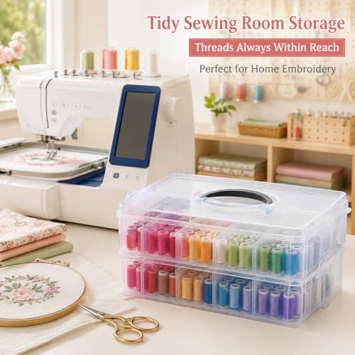 Simthread 2-Layer Thread Organizer Box for 40 Small Spools Clear - size: 2 Layers Case