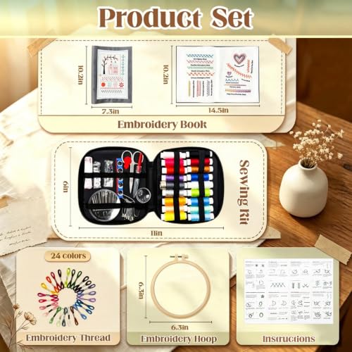 2026 Upgraded Embroidery Stitch Book & 132 Sewing Tools for Beginners