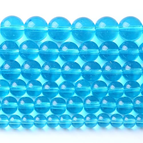 4MM Lake Blue Glass Beads Natural Gemstone Round Loose Stone Beads for Jewelry and Bracelets Making 180pcs 2 Strands 32" - color: Lake Blue Glass, size: 4mm