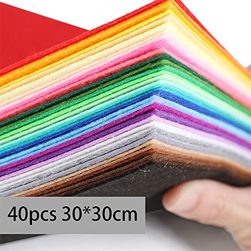 Felt Sheets, 40 Pcs 12 X 12 inches (30 X 30cm) 1mm Thick Soft Felt Fabric Sheet, DIY Craft Sewing Pre-Cut Quilt Squares, Premium Colorful Hard Fabric Sheets for Handmade Crafting& DIY Projects. - color: M-3