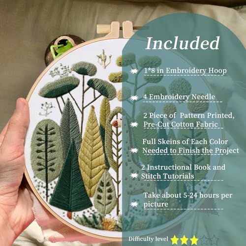 FONNUY Giraffe Pre-Stamped Embroidery Pattern for Beginners, Boho Needlepoint Kits for Beginners Cross Stitch Craft Sewing Full Needles and Thread Hoop Kit (Giraffe 01) - color: Giraffe 01