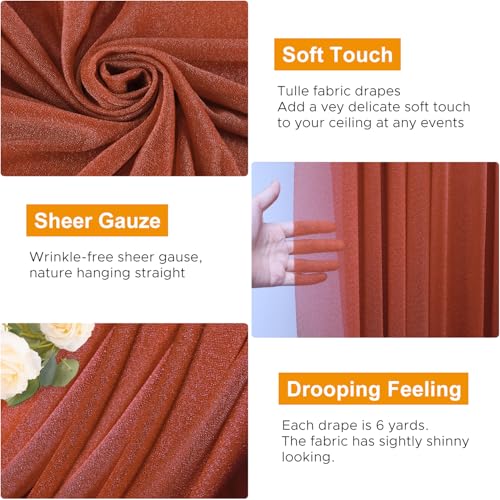Wedding Arch Draping Fabric 1 Panel Terracotta Sheer Backdrop Drapes - color: Terracotta, size: 1 Panel