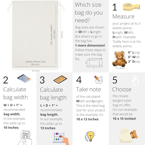 PALTERWEAR 100% Cotton Drawstring Bags 10‑Pack 10x15 Lightweight 70 GSM Muslin Pouch Set | Reusable Gift, Craft, Pantry, Travel Storage | Double Drawstring (Natural Beige, 10 x 15 Inches) - size: 10 x 15 Inches