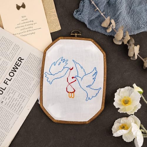 Framendino, 3 Pack Imitation Wood Embroidery Hoops Cross Stitch Craft Hoop Frame for Sewing 5.9"x 7.87" - size: 5.9"x 7.87"
