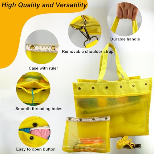 Knitting Bag Large Yarn Storage Organizer,Crochet Bags and Totes(Yellow) - color: Yellow