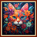 Joyhoor Stamped Cross Stitch Kits for Beginners, Needlepoint Kits for Adults, 11CT Counted Embroidery Kits-Magic Cat 18x18 inchs - color: Artstyle06