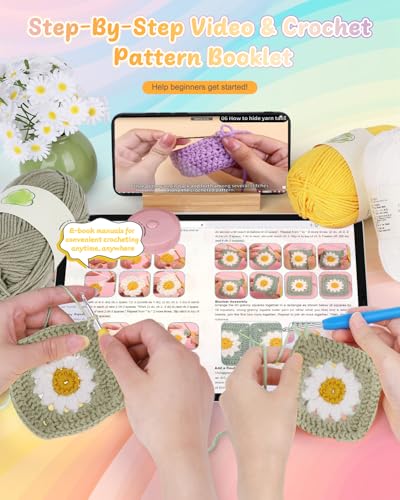 Coopay Crochet Kit for Beginners, Granny Square Crochet Blanket Kit, Camel - color: Camel - Daisy