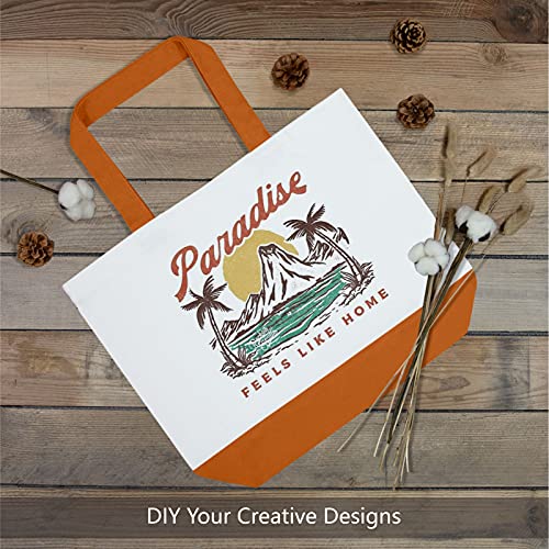 TOPDesign 1-Pack Super Strong Large 12oz Cotton Canvas Tote Bag, Reusable Grocery Shopping Cloth Bag, Fashionable Two-Tone Tote for Crafts, DIY Your Creative Designs - color: Orange/White