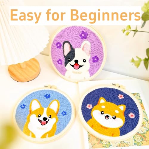 Punch Needle Kits for Beginners Cute Maltese Dog 20x20cm(2)