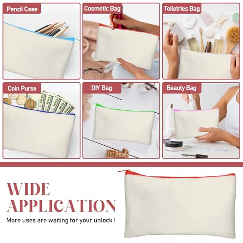 Legigo Blank Canvas Bags Zipper Pouch Makeup Bags Pencil Pouch Bulk - color: Beige (color zipper)