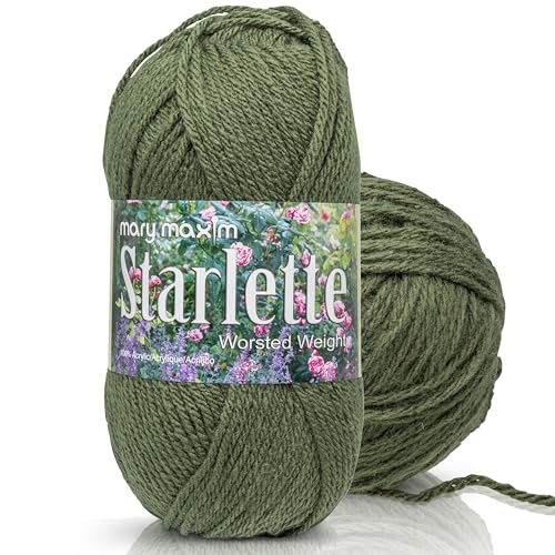 Mary Maxim Starlette Yarn, Soft Acrylic Green Yarn, 3.5 OZ, 180 Yards - color: Deep Green