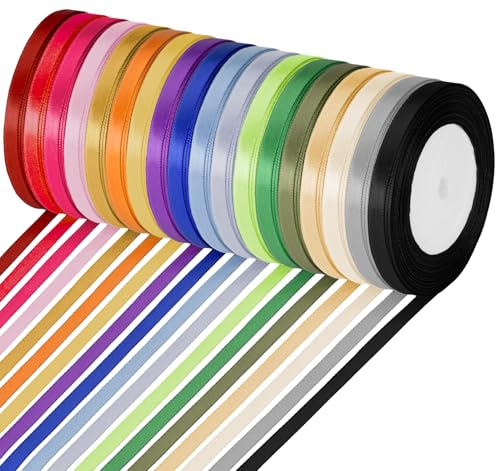 392 Yards Rainbow Satin Ribbon for Gift Wrapping, Double Face Ribbon Set - size: 1/4 inch