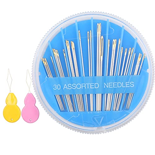 Hekisn 30pcs Premium Hand Sewing Needles, 6 Sizes 30-Count Assorted Sewing Needles, Stitching Needles for Hand Sewing Repair，Sewing Sharp Needles Sewing Repair Embroidery Needles (1, Blue) - style: Blue