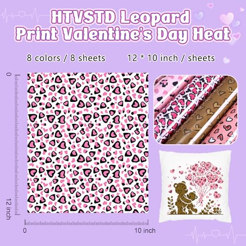 HTVSTD Leopard Valentine's Day Heat Transfer Vinyl 8pcs 12×10in - color: 8-Valentine