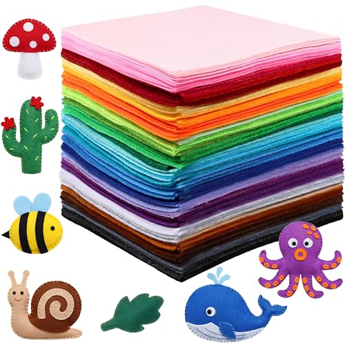 Reginary 120 Pcs 6 x 6 Inch Felt Sheets Bulk for Craft 40 Assorted Color - color: Classic, size: 6 x 6 Inch