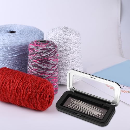 Magnetic Needle Holder Case with Clear Lid, Bobby Pin Storage Box Container Needlepoint Accessories with Snap Closure Needle Point Organizer for Sewing Quilting Embroidery & Craft Supplies (Large)