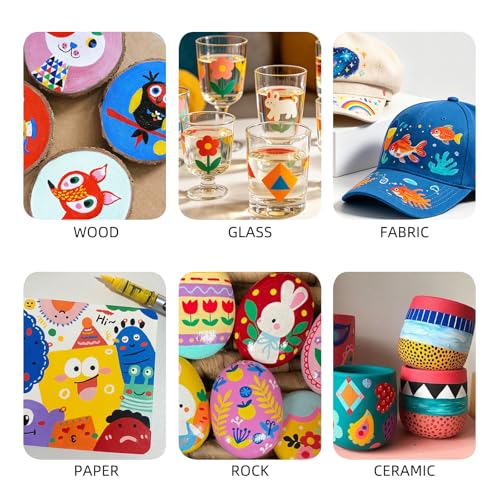 YOUKOYI Fabric Markers, 24Colors Acrylic Paint Pens, Fabric Decorating Kits No Bleed Waterproof Quick Dry Fabric Paint Pens for Fabric DIY, Crafts, Wood, Ceramic, Sneakers, Bags, Shoes, Textile - color: 24 Colors