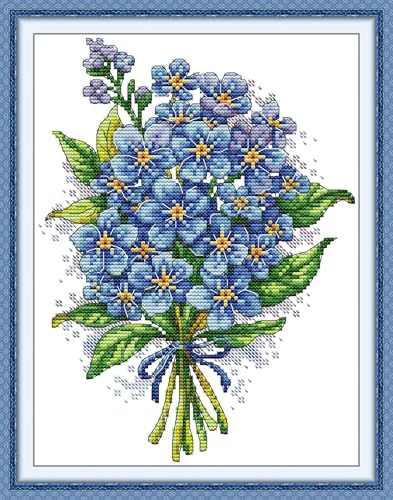 CaptainCrafts Cross Stitch Kits Snowman Stamped Printed Fabric Cross Stitching DIY Needlecrafts Embroidery Kit for Adults Beginner (Stamped, Botany Flowers) - color: Botany flowers, style: Stamped