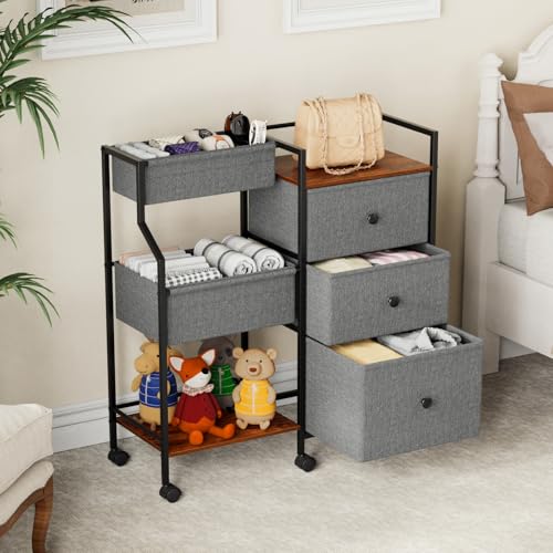 Modanais Baby Diaper Caddy Organizer Rolling Cart with Dividers and Drawers - color: Grey