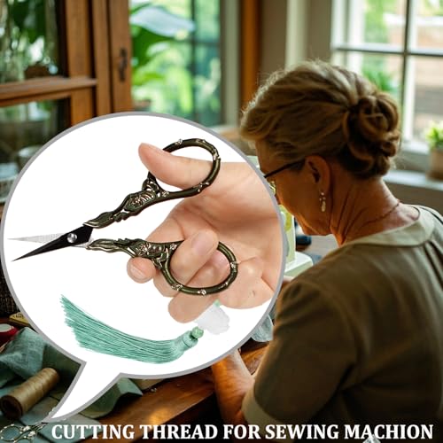 4.5" Vintage Tassel Scissors with Sheath Stainless Steel Embroidery Sewing - style: Classic