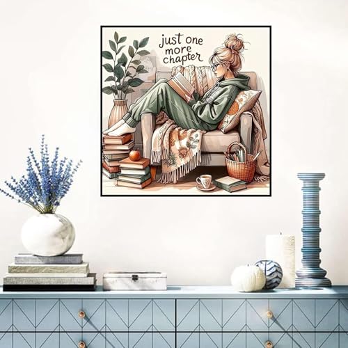 niurenmaoyi Reading Book Stamped Cross Stitch Kits for Beginner,14X14In - color: Cross Stitch Kits for Adults - 0525-2