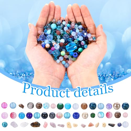Sureio 1300 Pcs Glass Beads Bulk for Jewelry Making 0. 9 Pounds,Ocean Blue - color: Ocean Blue