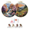 Hzkokon 2 Pack Embroidery Kit for Beginners Adults Cross Stitch Kits Hand Embroidery Kit Includes Stamped Flower Pattern, Hoop, Color Threads,Tools & Follow Instruction - color: Purple