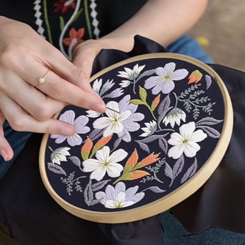 Santune 3 Pack Embroidery Kit for Beginners, Needlepoint Cross Stitch Kits for Adults,Needle Point Sets with Stamped Petal Pattern Stitch Video Tutorial - color: Petal Patterns