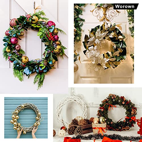 Worown 16 Pack (6” & 8”) Wooden Bamboo Floral Hoops Wreath Rings for Making Wedding Wreath Decor and Wall Hanging Crafts