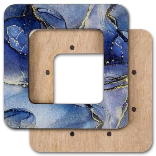 Small Hoop with Magnetic Holders from Plywood for Embroidery and Cross Stitching, MP-016 Size(2.6x2.6 in) (Gray-Blue Marble) - color: Midnight