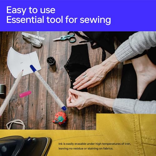 Dinggaogao 12 Pieces Water-Erasable Fabric Pen Set - 6 Colors for Sewing, Embroidery & DIY Tracing Tools