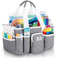 JJRING Large Foldable Craft Organizer Tote With Zipper & Divider, Grey - color: Grey, size: Large