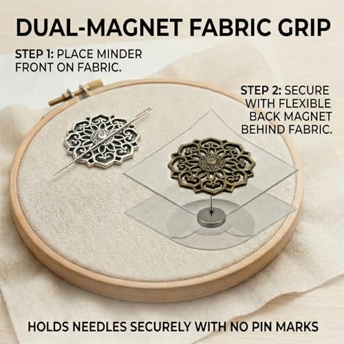 2pcs Vintage Needle Minder for Embroidery, Filigree Flower