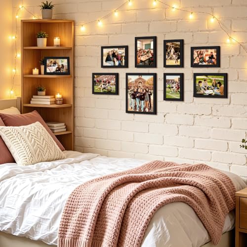upsimples Picture Frames set of 19, Including 8x10, 5x7, 4x6 Black Frame - color: Black