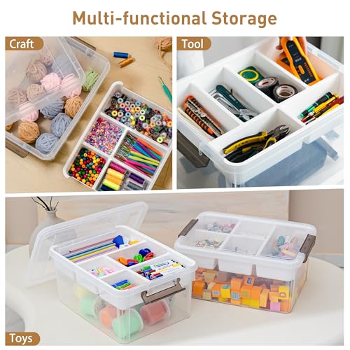 Citylife 17QT 2Packs Clear Craft Organizers and Storage Box with Tray - size: 17 Qt- 2 Pack