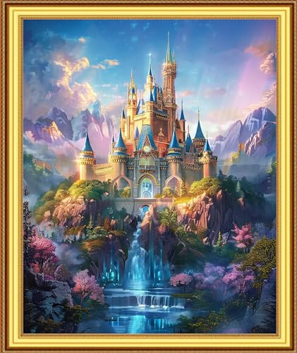 Foxnyart Stamped Cross Stitch Kits Full Range of Embroidery Needlework Starter Kits for Beginners Adults 11CT Embroidery Patterns Art Crafts DIY Needlepoint Kit-Magic Rainbow Castle 16x20 inchs - color: DIYcolor16